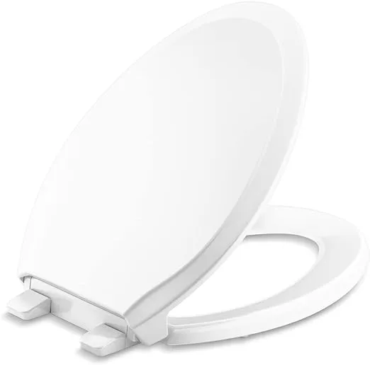 KOHLER 4734-RL-0 Rutledge ReadyLatch Elongated Toilet Seat, Quiet-Close Lid and Seat, Countoured Seat, Grip-Tight Bumpers and Installation Hardware, White