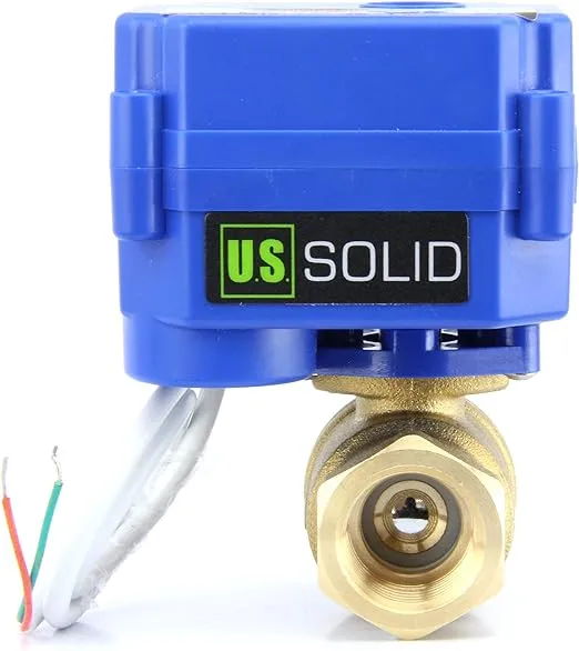 Motorized Ball Valve- 1/2" Brass Ball Valve with Full Port, 9-24V AC/DC and 2 Wire Auto Return Setup by U.S. Solid