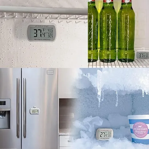 AEVETE 6 Pack Waterproof Digital Refrigerator Thermometer Large LCD, Freezer Room Thermometer with Magnetic Back, No Frills Easy to Read