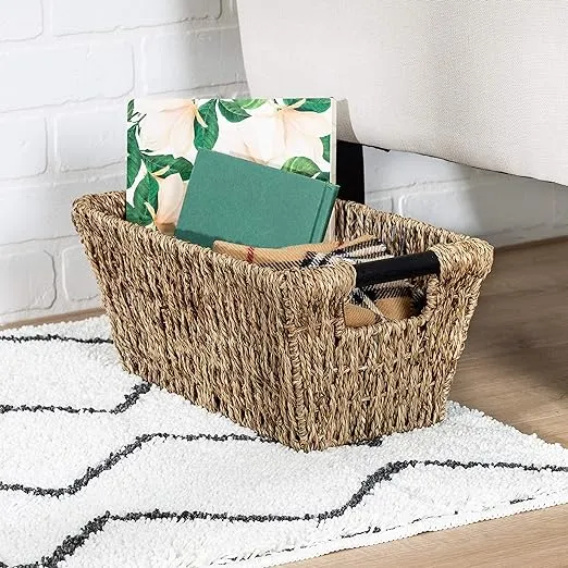 Honey-Can-Do Seagrass Basket w/Handles - Sm STO-02964 Natural