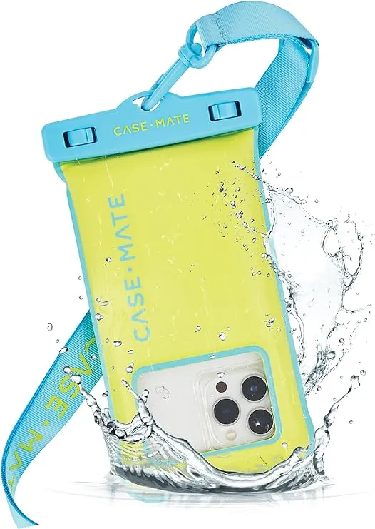 Case-Mate IP68 Waterproof Phone Pouch - Travel Beach Cruise Ship Essentials - Floating Waterproof Phone Case with Crossbody Lanyard for iPhone 16 Pro Max/iPhone 15 Pro/14/13/12/S24 - Citrus Splash