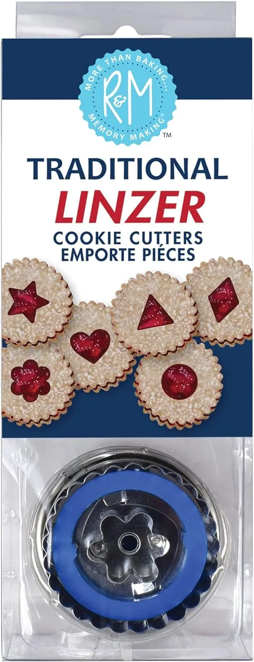 R&M International Traditional Linzer Cookie Cutters, Diamond, Heart, Flower, Triangle, Star, Circle, 6-Piece Set