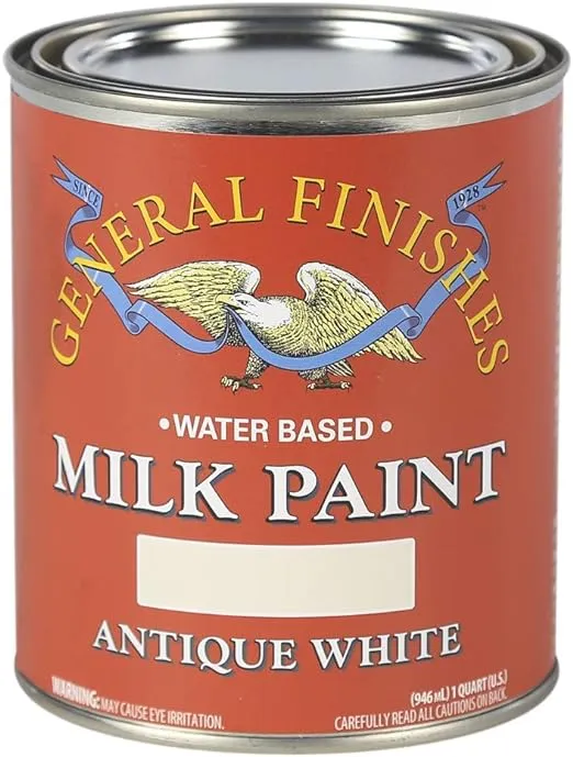 General Finishes Water Based Milk Paint, 1 Pint, Antique White