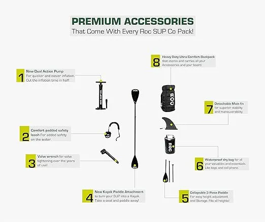 Roc Inflatable Stand Up Paddle Boards 10 ft 6 in with Premium SUP Paddle Board Accessories, Wide Stable Design, Non-Slip Comfort Deck for Youth & Adults