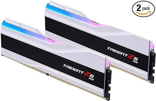 G.SKILL Trident Z5 RGB Series (Intel XMP 3.0) DDR5 RAM 64GB (2x32GB) 6400MT/s CL32-39-39-102 1.40V Desktop Computer Memory UDIMM - Matte White (F5-6400J3239G32GX2-TZ5RW)