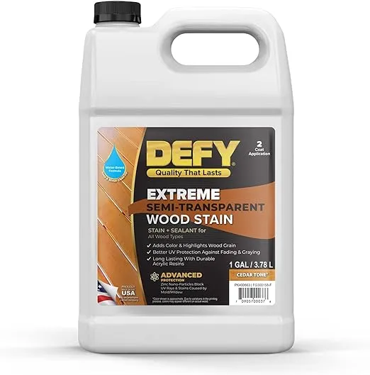 DEFY Extreme 1 Gallon Semi-Transparent Exterior Wood Stain, Cedar Tone