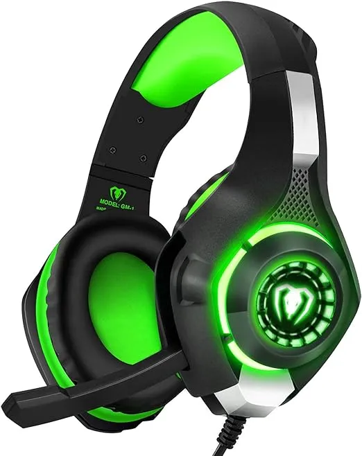 BlueFire 3.5mm Gaming Headset Headphone with Microphone and LED Light for PlayStation 4, PS5, Xbox one, PC (Green)