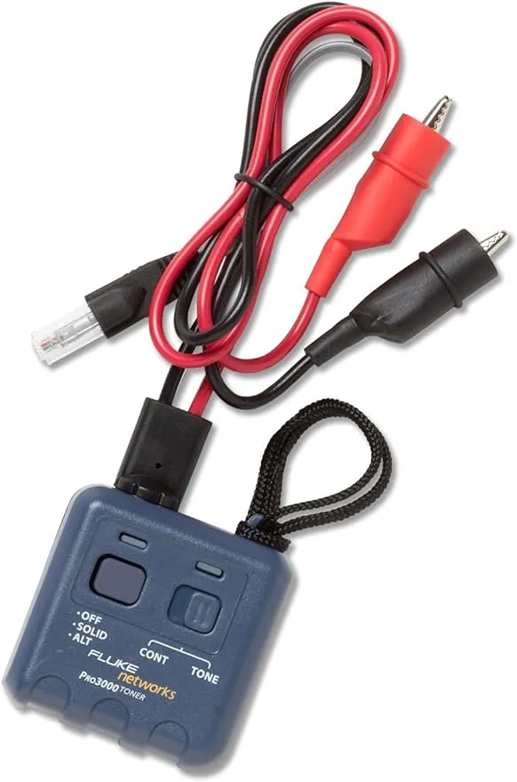 Fluke Networks 262003AL Pro3000 Analog Tone Generator with Alligator Clips and RJ11 Plug