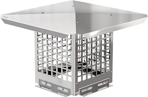 VEVOR Chimney Cap, 8" x 8" Flue Caps, 304 Stainless Steel Fireplace Chimney Cover, Adjustable Metal Spark Arrestor with Bolts Screws, Mesh Chimney Flue Cover for Outside Existing Clay Flue Tile