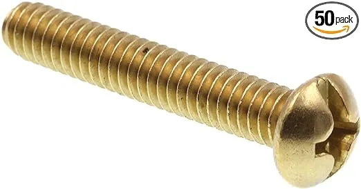 Prime-Line 9005490 Machine Screw, Round Head, Slotted/Phillips Combo, 1/4 in-20 X 1-1/2 in, Solid Brass, Pack of 50