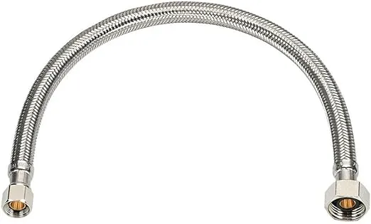 EZ-Fluid (1) 12" Water Supply Line,1/2" Fip x 3/8" Comp LF,Brass Nuts,Universal Stainless Steel Braided Faucet Water Supply Line Connector,Water Supply Hose Connector Lines For Kitchen,Bathroom