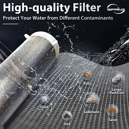 iSpring WSP-100SL Reusable Whole House Spin Down Sediment Water Filter, Siliphos Helps Prevent Scale and Corrosion, 1" MNPT + 3/4" FNPT, 100 Micron