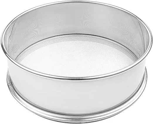 Stainless Steel Flour Sifter Fine Mesh Round Flour Sifter for Baking 9.5" Diameter x 2.5" High; Mesh-Hole Size 0.6mm