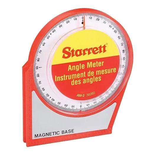 Starrett Angle Meter with Magnetic Base - Measures Any Angle for Pitch and Slope - Ideal for Professionals, Amateurs and Home Improvement - 0 to 90 Degree Range - AM-2