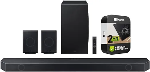 SAMSUNG HW-Q990C/ZA 11.1.4ch Wireless Dolby Atmos Soundbar and Rear Speakers 2023 Renewed Bundle with 2 YR CPS Enhanced Protection Pack