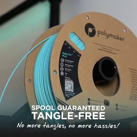 Polymaker PLA Filament, Blue 3D Printer PLA Filament 1.75mm 1kg - PolyLite 3D Printing PLA Filament, Dimensional Accuracy +/- 0.03mm, Compatible with Most 3D Printer, Blue