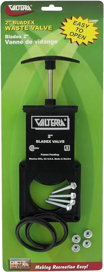 Valterra T1002VP Bladex Waste Valve with Plastic Handle - 2" , Black