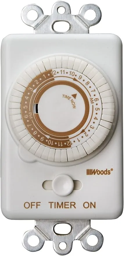 Woods 59745 59745WD 24-Hour Mechanical Converts A Wall Light Switch to Timer (White)