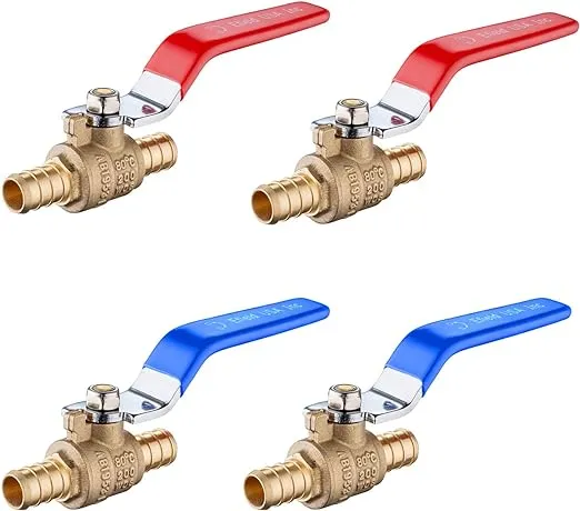 4-Pack EFIELD 3/4 Inch Pex Brass Full Port Shut-off Ball Valve for Hot and Cold, Potable Water
