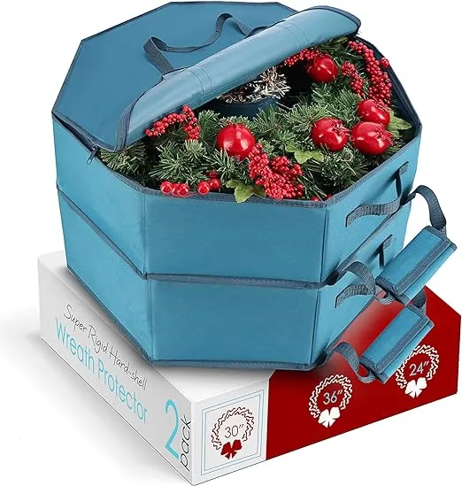 Hearth & Harbor Wreath Storage Container - Clear Christmas Wreath Storage Bag,