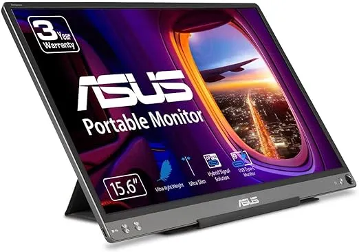 ASUS ZenScreen 15.6” 1080P Portable USB Monitor (MB16ACE) - Full HD (1920 x 1080), IPS, USB Type-C, Eye Care, Anti-Glare Surface, Lite Smart Case, External screen for laptop, 3-Year Warranty,Dark Gray