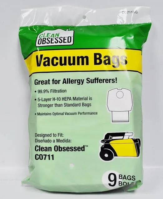 Clean Obsessed CO711 Commercial Canister HEPA Bags (9 pack),White