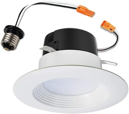 HALO 4-inch Recessed LED Can Light – Retrofit Ceiling & Shower Downlight – 3000K - Baffle White Trim - 1 Pack