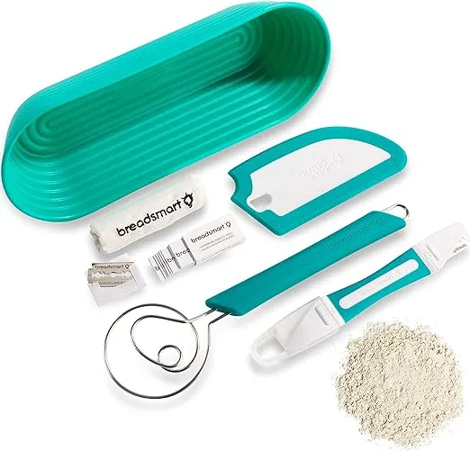 Artisan Bread Making Kit - 5PC Sourdough Bread Baking Supplies Set - Lame, Scraper, Whisk, Banneton Bread Proofing Basket & Cotton Liner