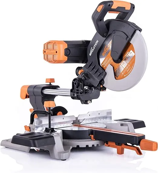 Evolution Power Tools R255SMSDB 10" Multi-Material Double Bevel Sliding Compound Miter Saw