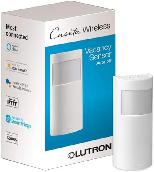 Lutron Caseta Smart Lighting Vacancy Motion Sensor, Manually Turns On, Automatically Turns Off, For Dimmers, Switches, and Fans No Wires Required, PD-VSENS-WH, White