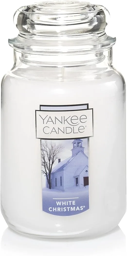 Yankee Candle White Christmas Scented, Classic 22oz Large Jar Single Wick Candle, Over 110 Hours of Burn Time