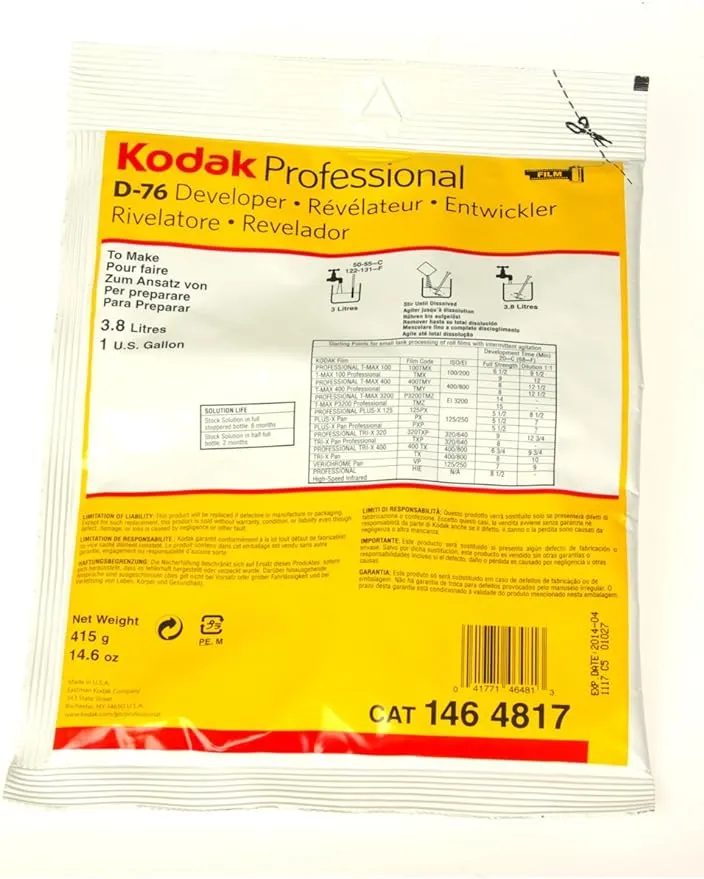 Kodak D-76 Developer Powder, B and W Film 1 Gallon