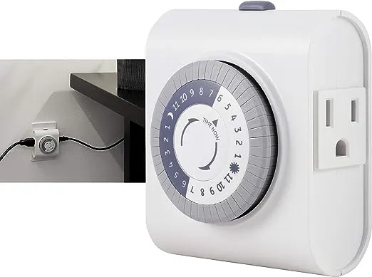 GE 24-Hour 2 Grounded Outlets Mechanical Outlet Timer, Timers for Electrical Outlets Indoor, Light Timers Indoor, Daily ON/OFF Cycle, Timer for Lights Inside, Christmas Tree Timer, 15075