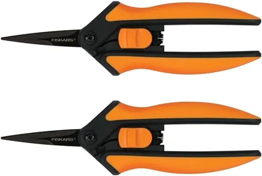 Fiskars Pruning Snips - 6" Garden Shears with Comfort Grip and Spring Action - Sharp and Precise Non-Stick Steel Blades - Quality Pruning Shears for Plants in Grow Tents and Hydroponics - 2 Pack