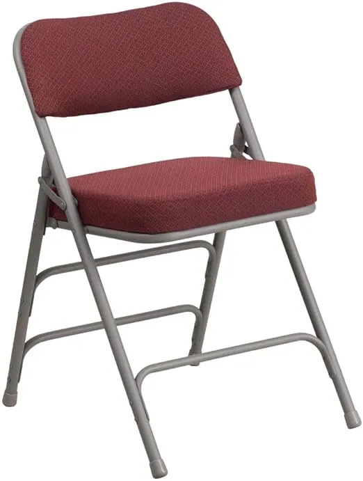 Flash Furniture 4 Pack HERCULES Series Premium Curved Triple Braced & Double Hinged Burgundy Fabric Metal Folding Chair