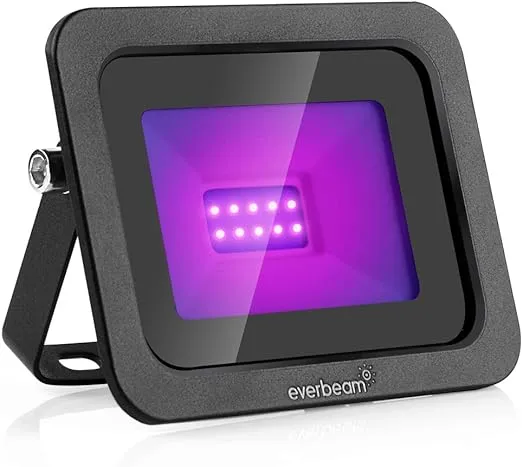Everbeam 395nm 10W UV LED Black Light - High Performance Bulbs, IP66 Waterproof - Ultraviolet Flood Lighting for Aquarium, Indoor or Outdoor Parties, Stage - Party Supplies, Halloween Decorations