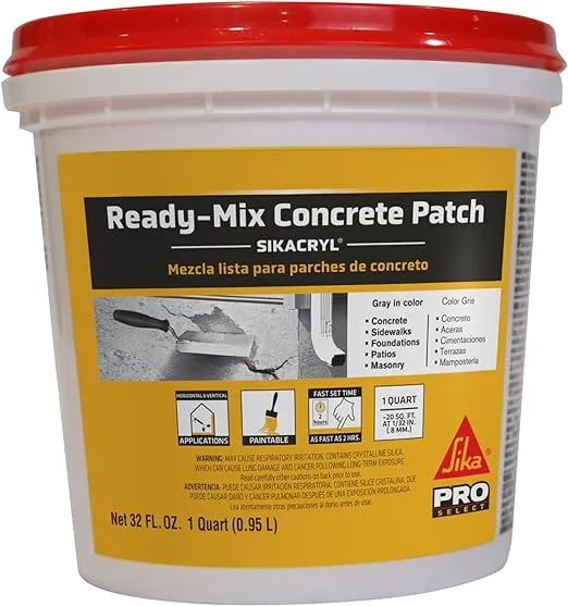Sika - Sikacryl - Gray - Ready-Mix Concrete Patch - for Repairing spalls and Cracks in Concrete and Masonry - Textured - 1 qt