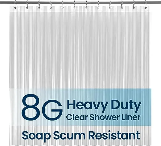 LiBa Bathroom Shower Curtain Waterproof Plastic Shower Curtain Premium PEVA Non-Toxic with Rust Proof Grommets Clear 8G Bathroom Accessories 72x72