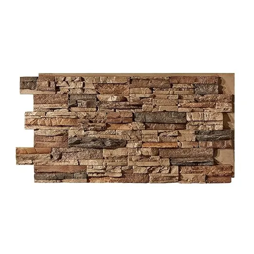 High-Density Polyurethane Faux Stone Wall Covering Panels for Interior and Exterior Decor | Stacked Stone Siding Panel | Sedona | 48''L x 24''H x 2''D | 3-Panels | Cognac Brown