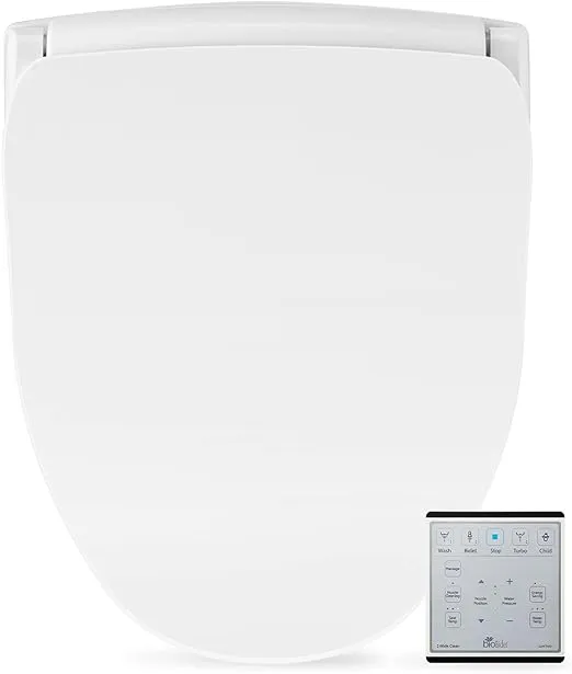 Bio Bidet Slim Two Electric Bidet Toilet Seat Round, Warm Water, Heated Seat, Night Light, Front and Rear Wash, Wireless Remote Control, White