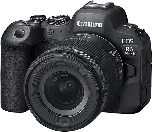 Canon EOS R6 Mark II Mirrorless Camera RF24-105mm F4-7.1 is STM Lens Kit, Full-Frame Hybrid Camera, 24.2 Megapixel CMOS Sensor, Photo and Video Capabilities, Black