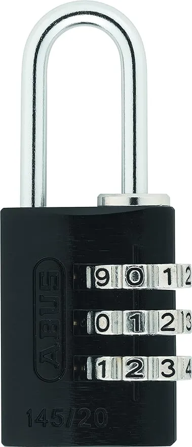 ABUS 145/20 C 20mm Body 3 Dial Resettable Combination Padlock, Black