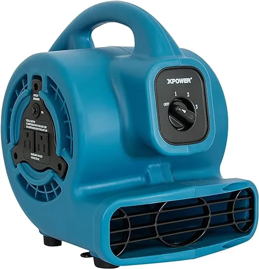 XPOWER P-80A Mini Mighty 138 W 600 CFM Centrifugal Air Mover, Carpet Dryer, Floor Fan, Blower, Stackable, Daisy Chain, for Water Damage Restoration, Janitorial, Plumbing, Home Use