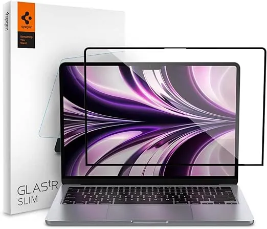 Spigen Tempered Glass Screen Protector [Glas.tR Slim] Designed for Macbook Air 13.6 inch (M3 / M2) - 1 Pack