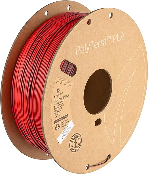Polymaker Dual Color Matte PLA Filament 1.75mm Black-Red, Coextrusion 1.75 PLA 3D Printer Filament 1kg - Experience a Unique Dichromatic Matte Finish with PolyTerra PLA 1.75mm (+/- 0.03mm)