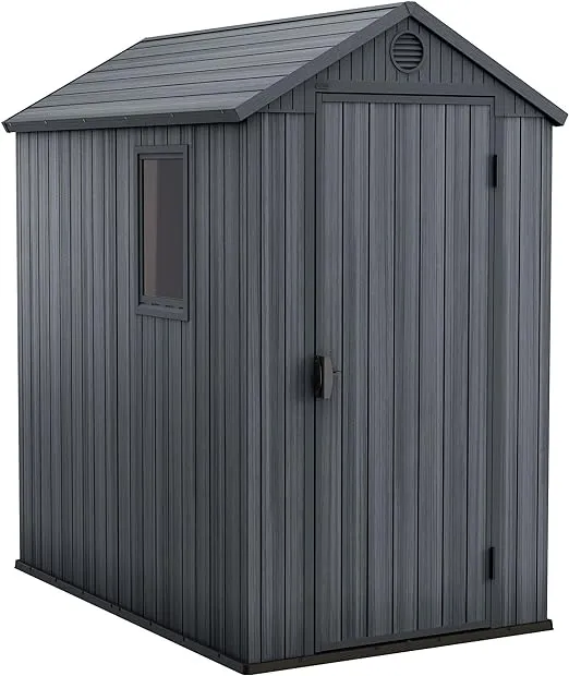 Keter Outdoor Storage Tool Shed for House, Lawn & Garden, 4x6’ Darwin, Graphite
