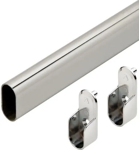 Oval Closet Rod with End Supports - 24" Chrome