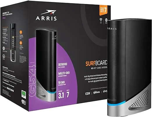 ARRIS (G54) - Cable Modem Router Combo - Fast DOCSIS 3.1 Multi-Gigabit & BE 18000 WiFi 7 Router Comcast Xfinity, Cox, Spectrum Quad-Band 1, Up to 18 Gbps Max Speed