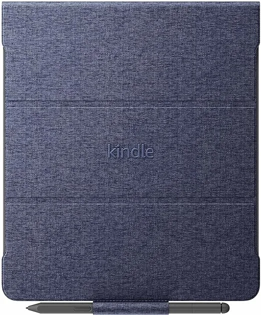 Amazon Kindle Scribe Fabric Folio Cover with Magnetic Attach, Sleek Protective Case - Denim