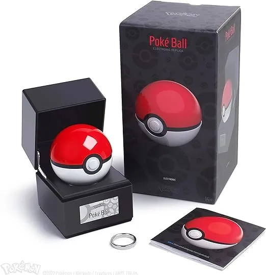 The Wand Company Pokémon Poké Ball Authentic Replicas - Realistic, Electronic, Die-Cast Poké Ball with Display Case Light Features (Original Poké Ball)